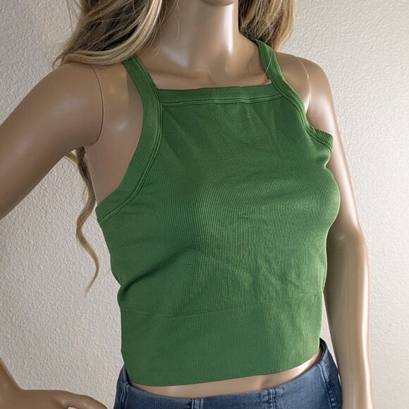 Athleta Tank Top Size XL Green Aurora High-Neck Cropped V-Back Seamless NWT Yoga - Picture 6 of 16